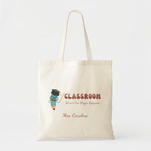 Bolsa Tote Sala de aula onde a magia acontece é um professor 