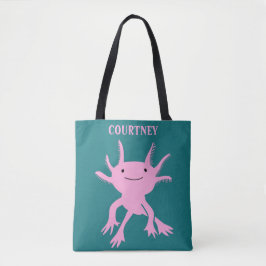Bolsa Tote Salamandra Cor-de-Rosa Axolotl Cugado Personalizad