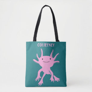 Bolsa Tote Salamandra Cor-de-Rosa Axolotl Cugado Personalizad