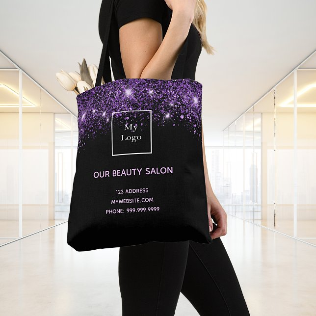 Bolsa Tote Salão de beleza do logotipo preto roxo comercial (Criador carregado)