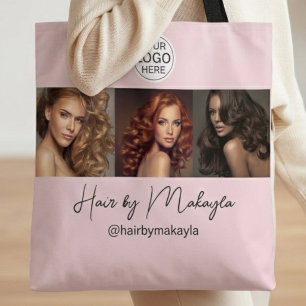 Bolsa Tote Salão de Cabelo Foto Logo Roscado em Script