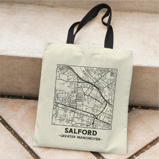 Bolsa Tote Salford, Greater Manchester City Map Tote Bag