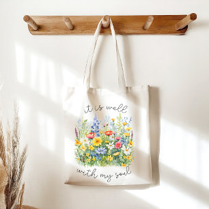 Bolsa Tote Salm 46 Bíblia Christian Wildflower