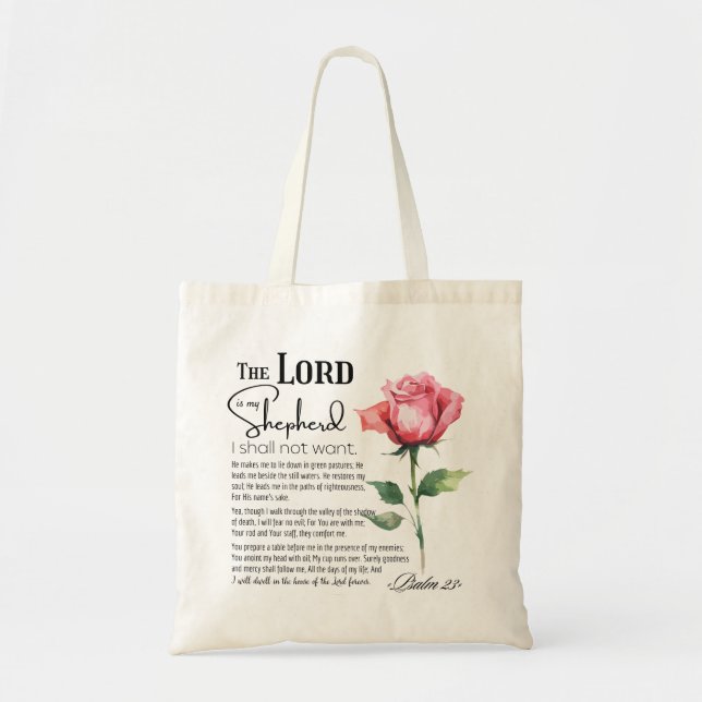 Bolsa Tote Salmo 23 O Senhor é a minha Flor Pastora (Frente)