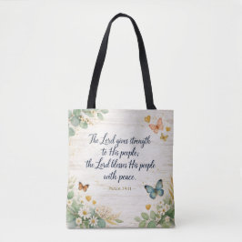 Bolsa Tote Salmo 29:11 - Versículo da Bíblia sobre Força - Aq