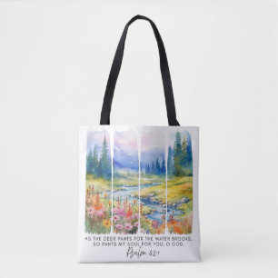 Bolsa Tote Salmo 42:1 Como o Deer Nature Brushstrokes