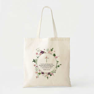 Bolsa Tote Salmo Floral Rosa 139:14
