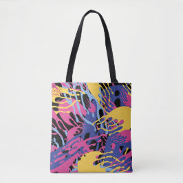 Bolsa Tote Salpicos de tinta abstratos amarelo azul rosa mode