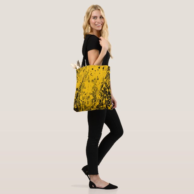Bolsa Tote Salpicos de tinta preta e amarela (No(a) Modelo)