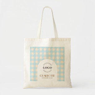 Bolsa Tote Salsa Gingham préppy Logo Personalizado Negócios o
