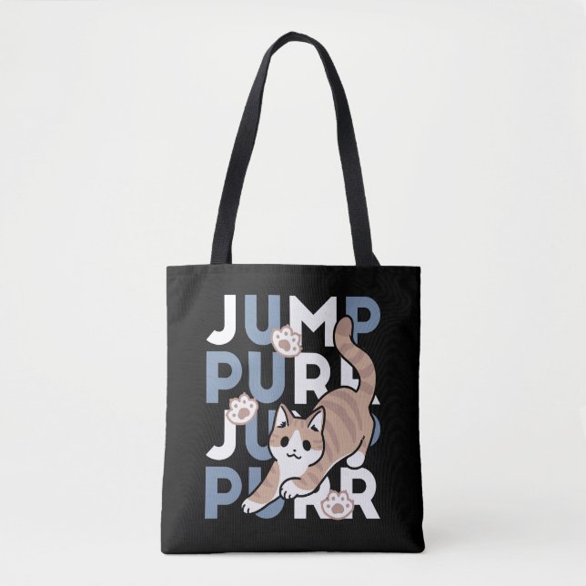 Bolsa Tote Salto Purr de Salto: Design de Gato Reproduzível c (Frente)
