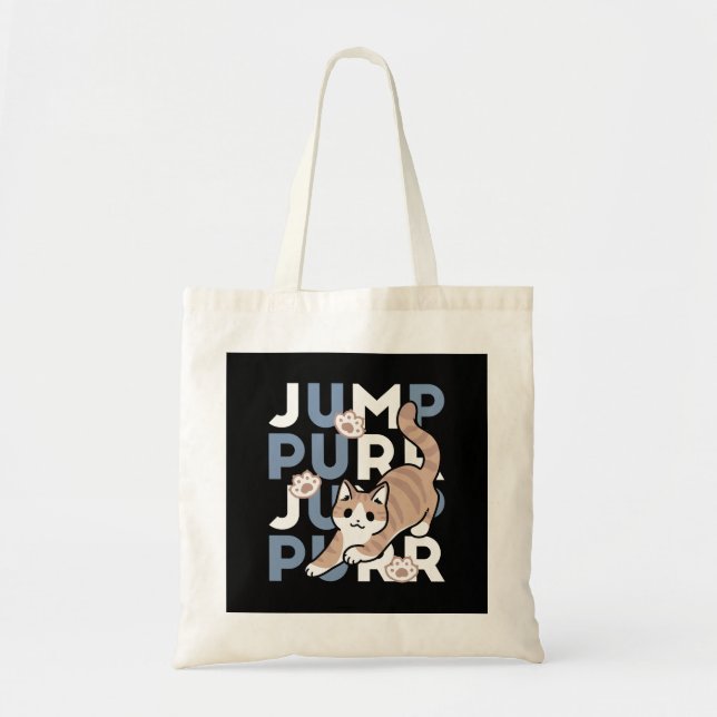 Bolsa Tote Salto Purr de Salto: Design de Gato Reproduzível c (Frente)