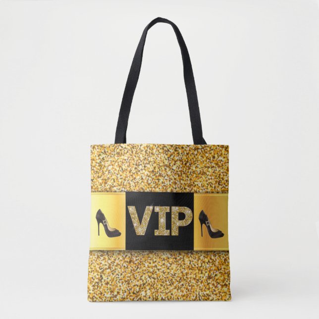 Bolsa Tote Saltos altos de Diamantes Dourados VIP (Frente)