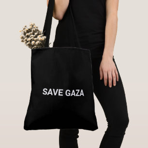 Bolsa Tote Salvar Gaza - texto personalizado branco preto - m