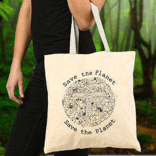 Bolsa Tote Salvar o Planeta Terra Animais e Árvores Ameaçados