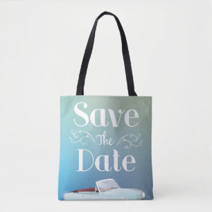 Bolsa Tote Salve a Data Carro Clássico Vintage