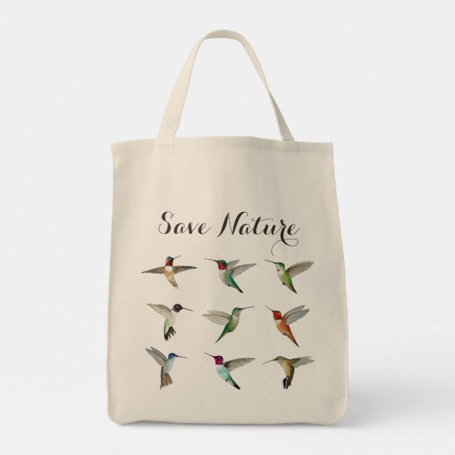 Bolsa Tote Salve a Natureza de Hummingbird Norte-Americano (Verso)