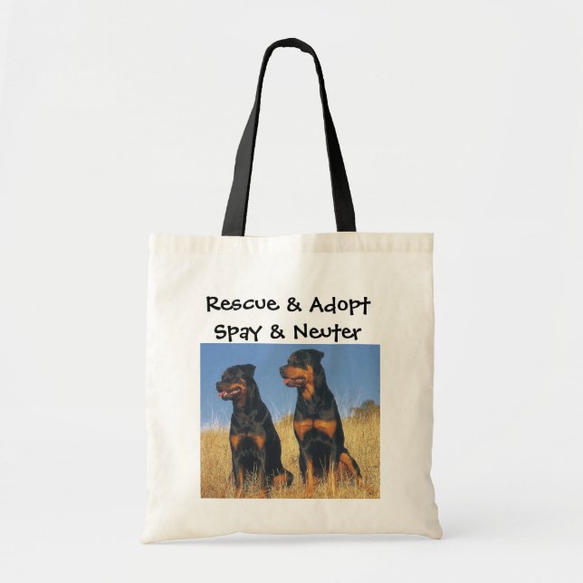 Bolsa Tote Salve & adote, Spay & neutro, Rottweilers (Frente)