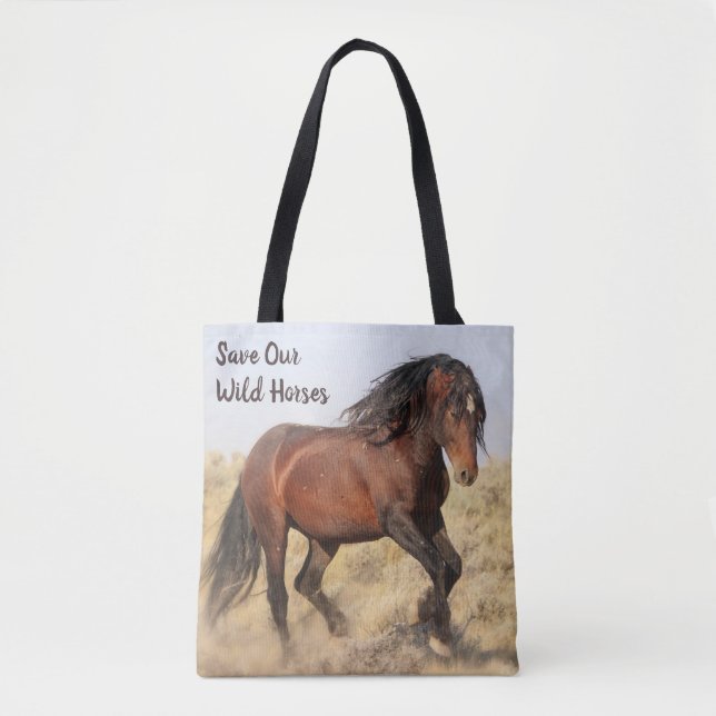 Bolsa Tote Salve nossos cavalos selvagens (Frente)