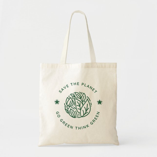 Bolsa Tote Salve o planeta vá verde pense verde  (Frente)