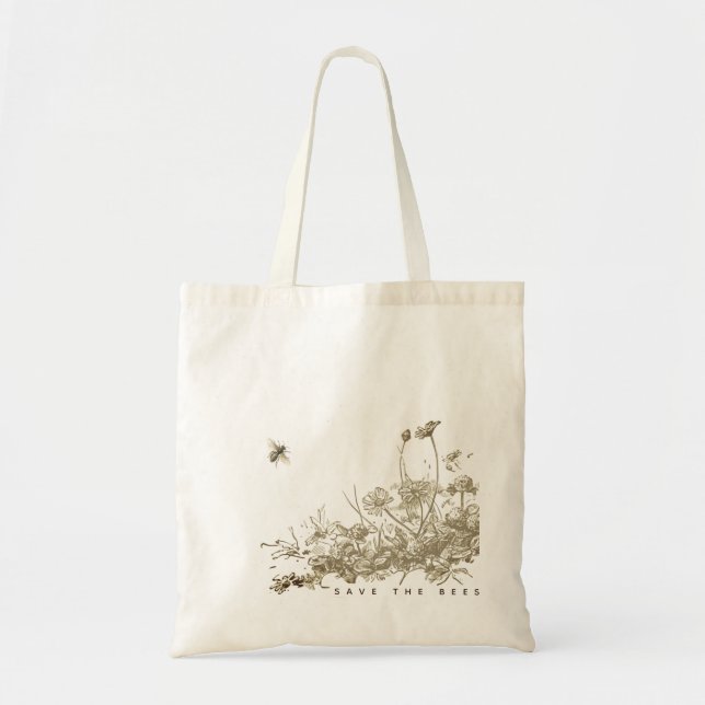 Bolsa Tote Salve o Saco de Tota de Flor Selvagem de Abelhas (Frente)