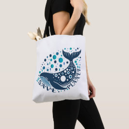 Bolsa Tote Salve o trabalho de arte de baleias planetárias pa