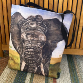 Bolsa Tote Salve os Elefantes - Pintura Animal Africano