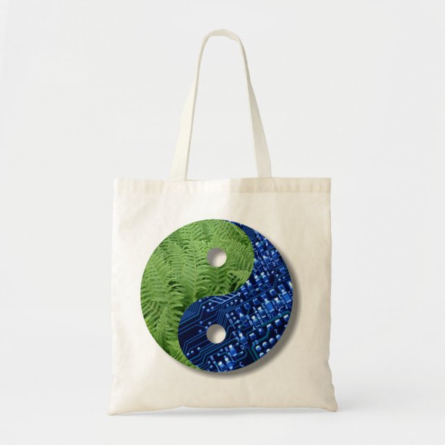 Bolsa Tote samambaia e chip de computador (Frente)
