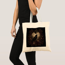 Bolsa Tote Samhain Nocturno Corvo Gótico e Lua Escura