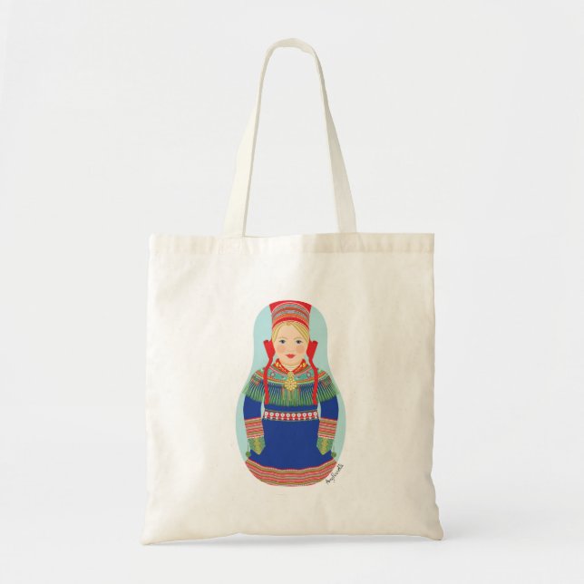 Bolsa Tote Sami (cabelo loiro) Boneca Matryoshka (Frente)