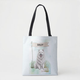 Bolsa Tote Samoyed Watercolor Personalized Dog