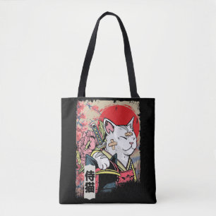 Bolsa Tote Samurai Cat Warrior Japão Ninja Kitten