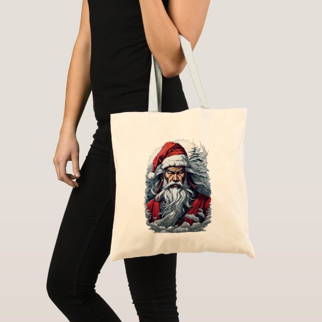 Bolsa Tote Samurai Papais noeis Warrior Christmas Art Gift (Frente (produto))