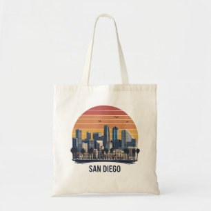 Bolsa Tote San Diego California Skyline-Modern Cityscape Art