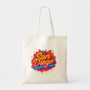 Bolsa Tote San Diego Neon Street Art - Script Retro Colorido