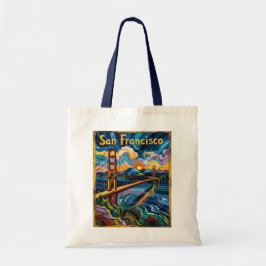 Bolsa Tote San Francisco Golden Gate Van Gogh Style Art