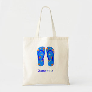 Bolsa Tote Sandals sacudir flot verão azul nome personalizado