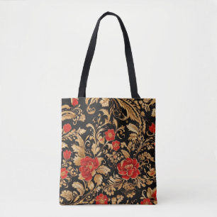 Bolsa Tote Sangue Dourado: Floral Opulente