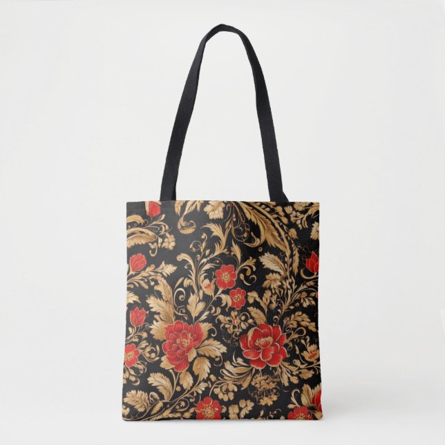 Bolsa Tote Sangue Dourado: Floral Opulente (Frente)
