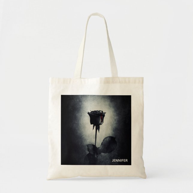 Bolsa Tote Sangue Macabre de gotejar com Rosa preto gótico (Frente)
