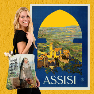 Bolsa Tote Santa Clara de Assis Regando Flores (M 065; Citaçã