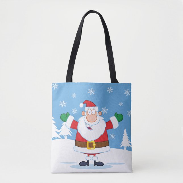 Bolsa Tote Santa Claus in Snowy Winter Scene (Frente)