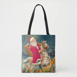 Bolsa Tote Santa Claus on a wooden horse