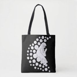 Bolsa Tote Santa Maria com rosas - preto e branco -