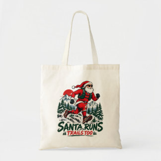 Bolsa Tote Santa Runs Trails Too Tote Bag | Christmas Running
