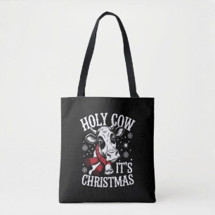 Bolsa Tote Santa Vaca É Fazenda de Vaca Engraçada de Natal