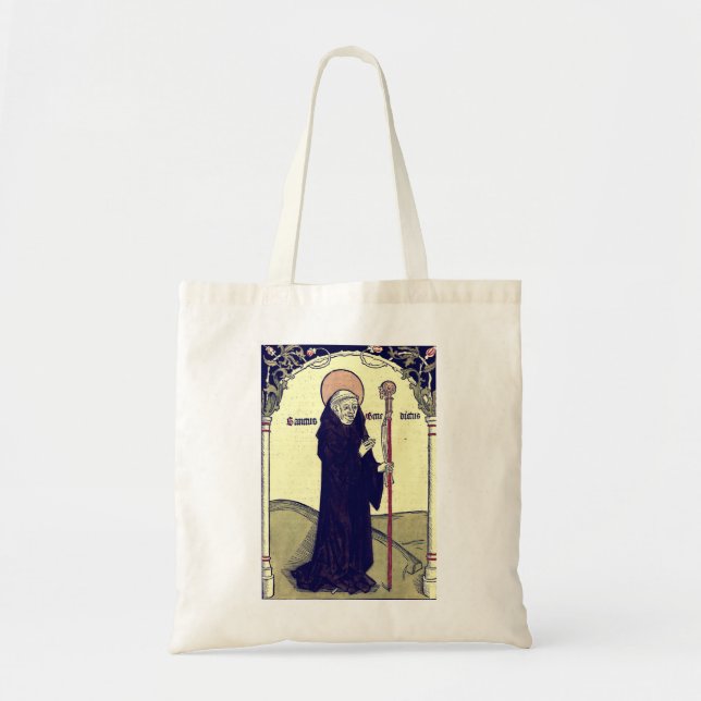 Bolsa Tote Santo Benedito de Nursia Padroeiro da Europa Catól (Frente)