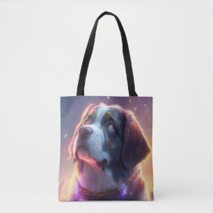 Bolsa Tote Santo Bernard Dog Animal Retrato Pintura Pet Art