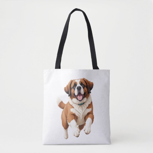 Bolsa Tote Santo Bernard Happy Brincando No Ar (Frente)