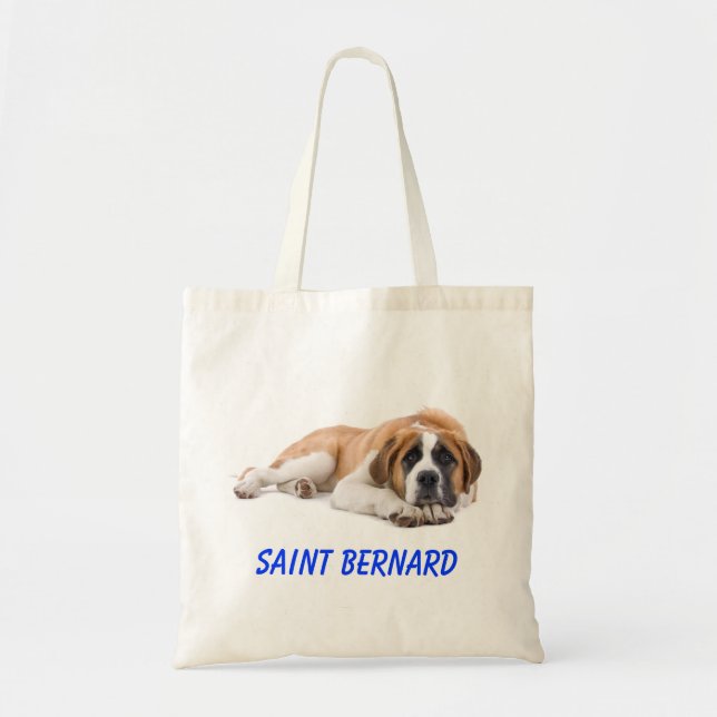 Bolsa Tote Santo Bernard Puppy Dog Canvas Grocery Totebag (Frente)